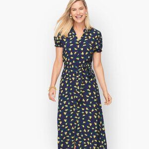 Dotted Lemons Belted Shirtdress